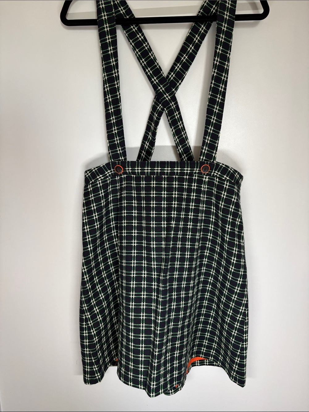 Anthropologie Plaid Suspender Skirt with Cross-Back Straps